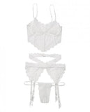 Bra, Garterbelt And G-String White Os