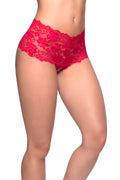 Crotchless Lace Boyshort - Small/ Medium - Red
