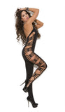 Deep V Body Stocking - One Size - Black