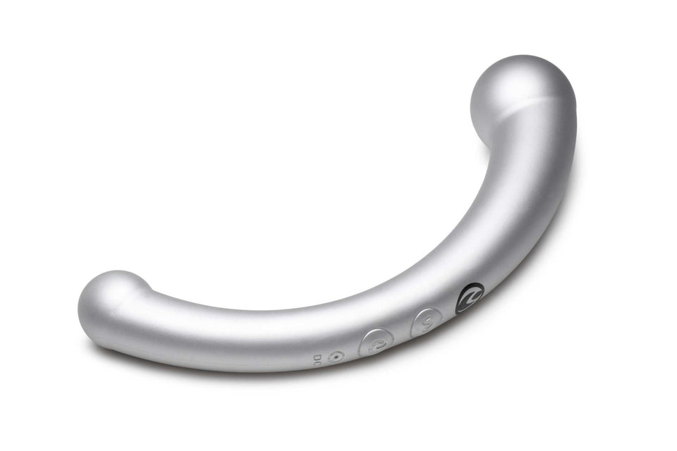 10X Vibra-Crescent Silicone Dual Ended Dildo -  Silver