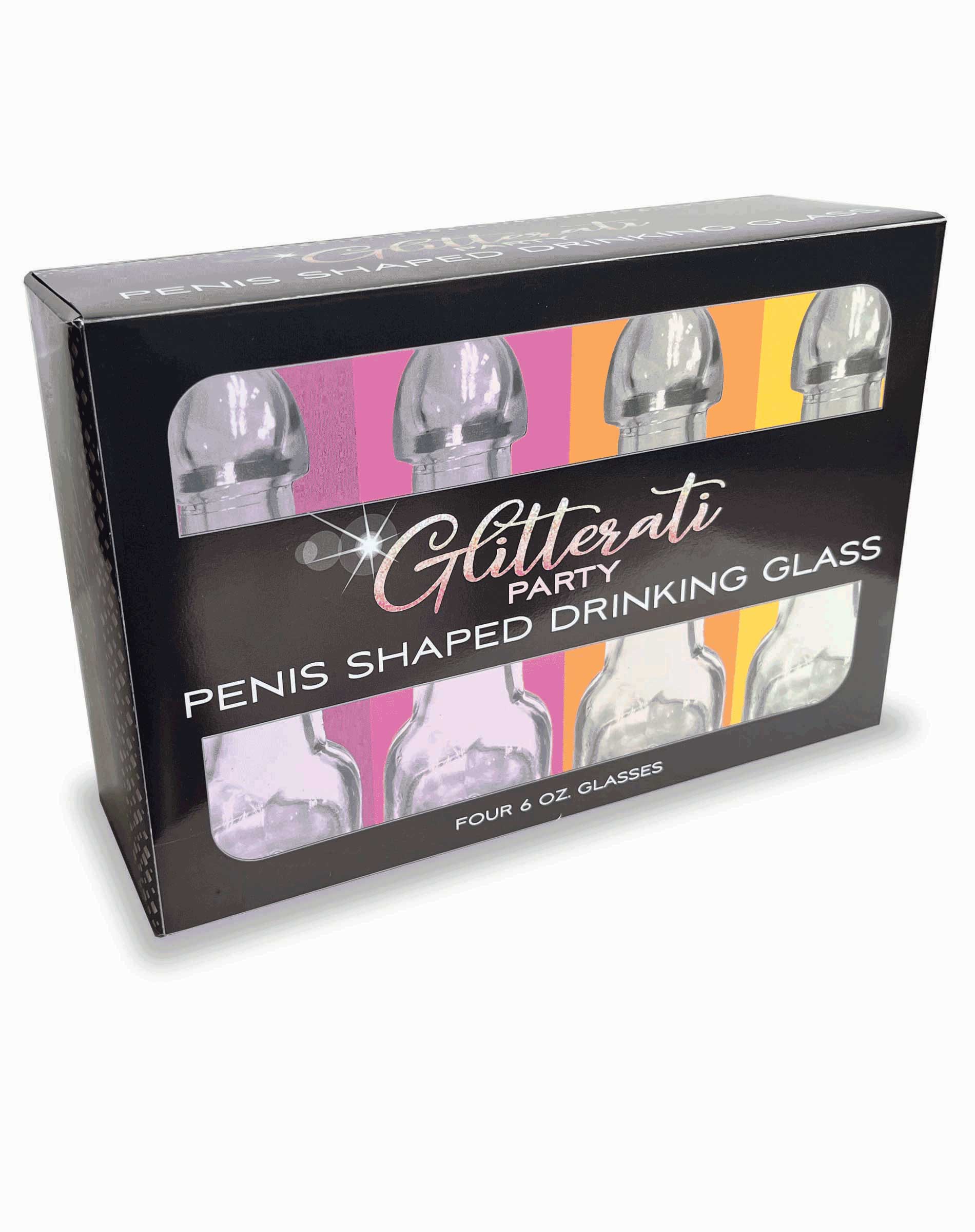 Glitterati Penis Drinking Glass Set Of 4 - 6 Oz