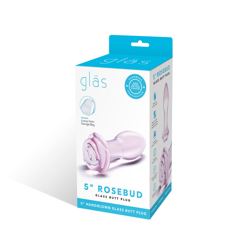 Glas 5&quot; Rosebud Glass Butt Plug