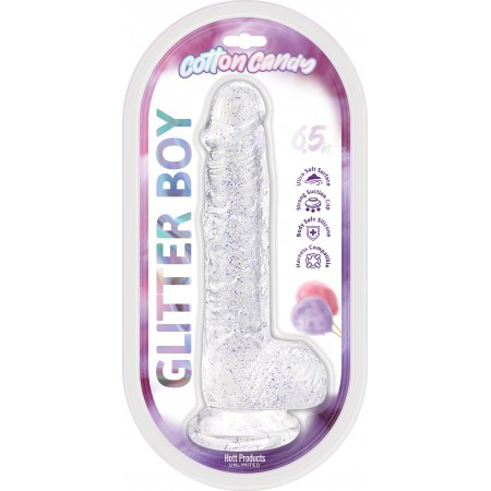 Cotton Candy - Glitter Boy 6.5 Suction Cup Dildo - Clear