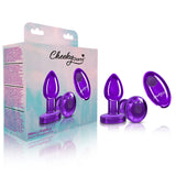 Cheeky Charms - Rechargeable Vibrating Metal Butt  Plug With Remote Control - Purple - Small