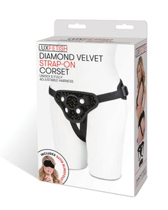 Diamond Velvet Strap-On Corset - Black