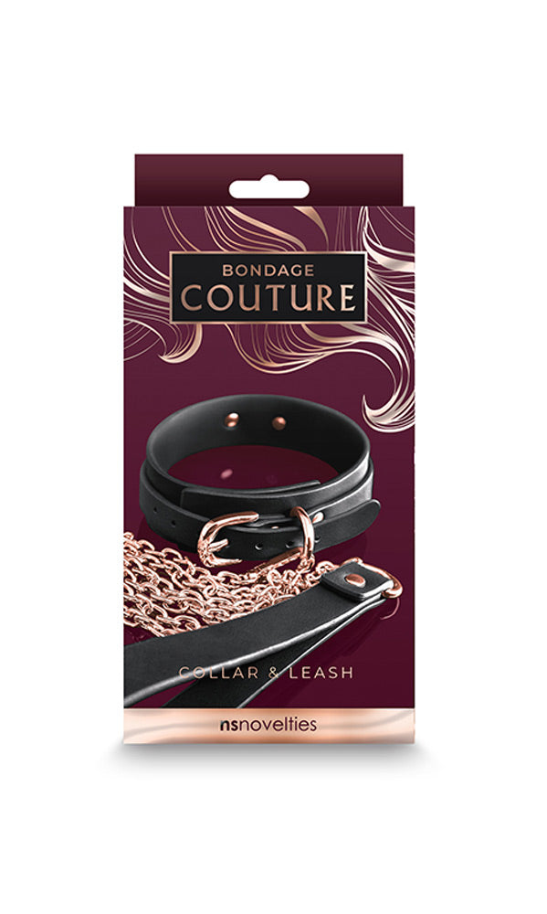 Bondage Couture - Collar And Leash - Black