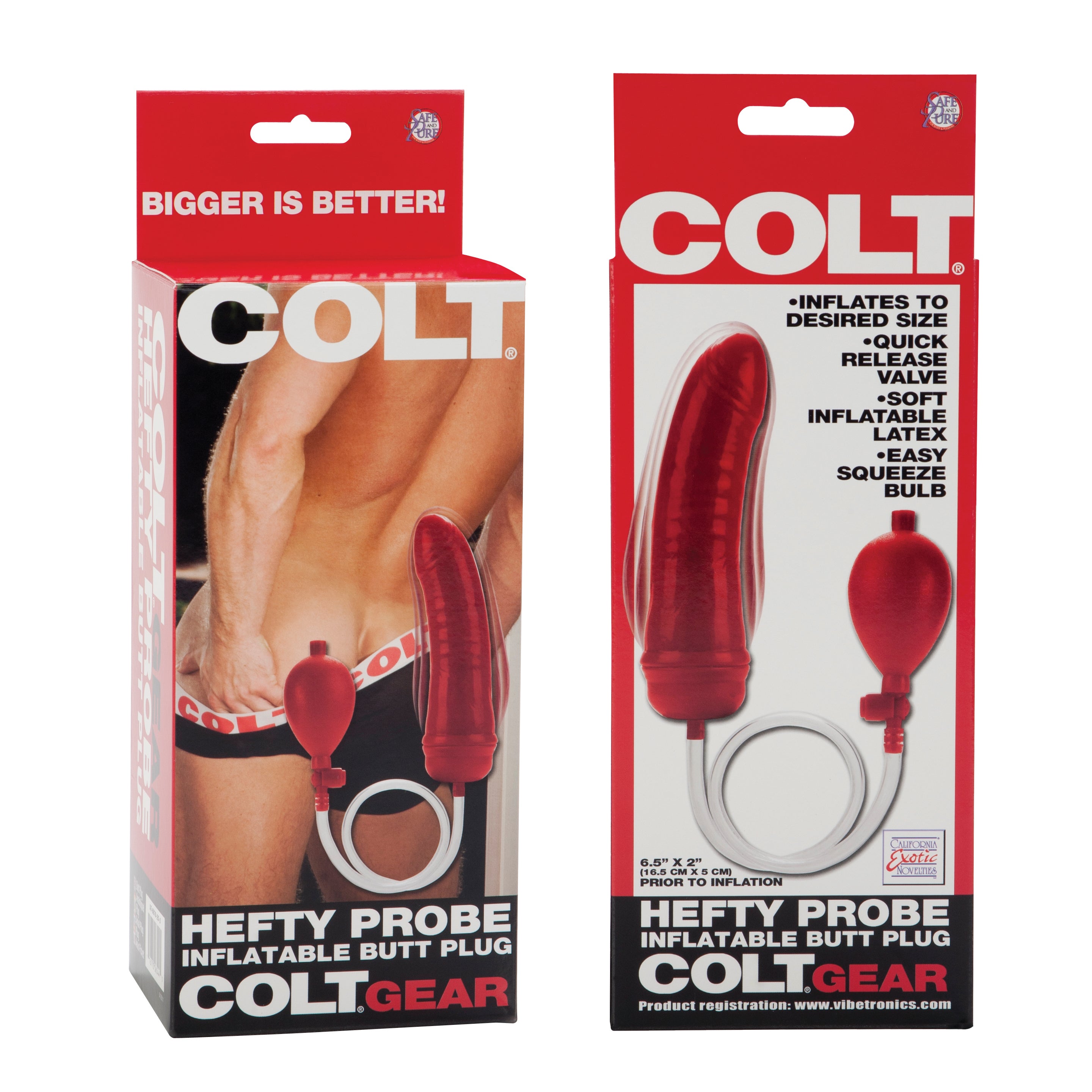 Colt Hefty Probe Inflatable Butt Plug - Red