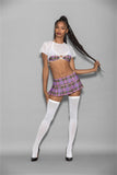 Crop School Girl - One Size - Purple/Pink Plaid