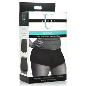 Strap U Mod Active Style Boxer-Brief Strap-On Harness With Built In O-Ring. Pegging Toys For Couples & Sex Adult Women And Men. Cotton Spandex Machine Washable Black Size 2Xl (Ae810-2Xl)