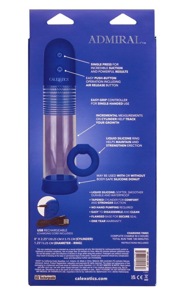 Admiral Rechargeable Rock Hard Pump Kit -Blue