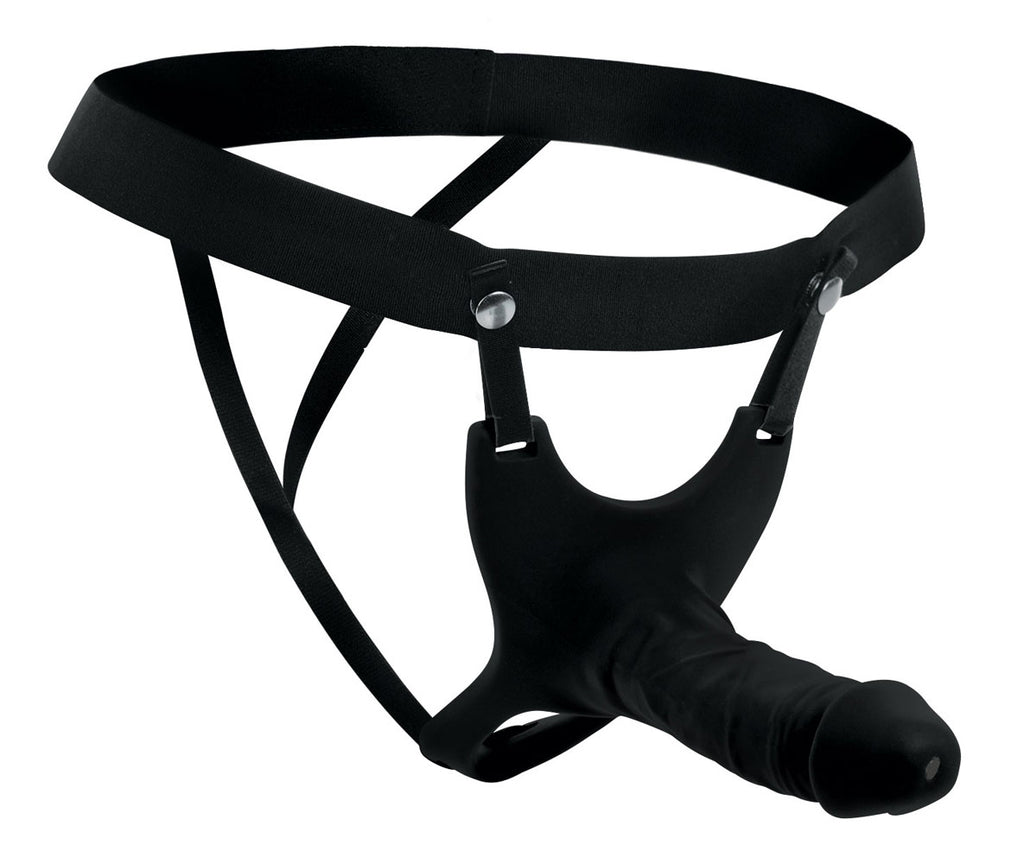 Hollow Silicone Dildo Strap-On - Black